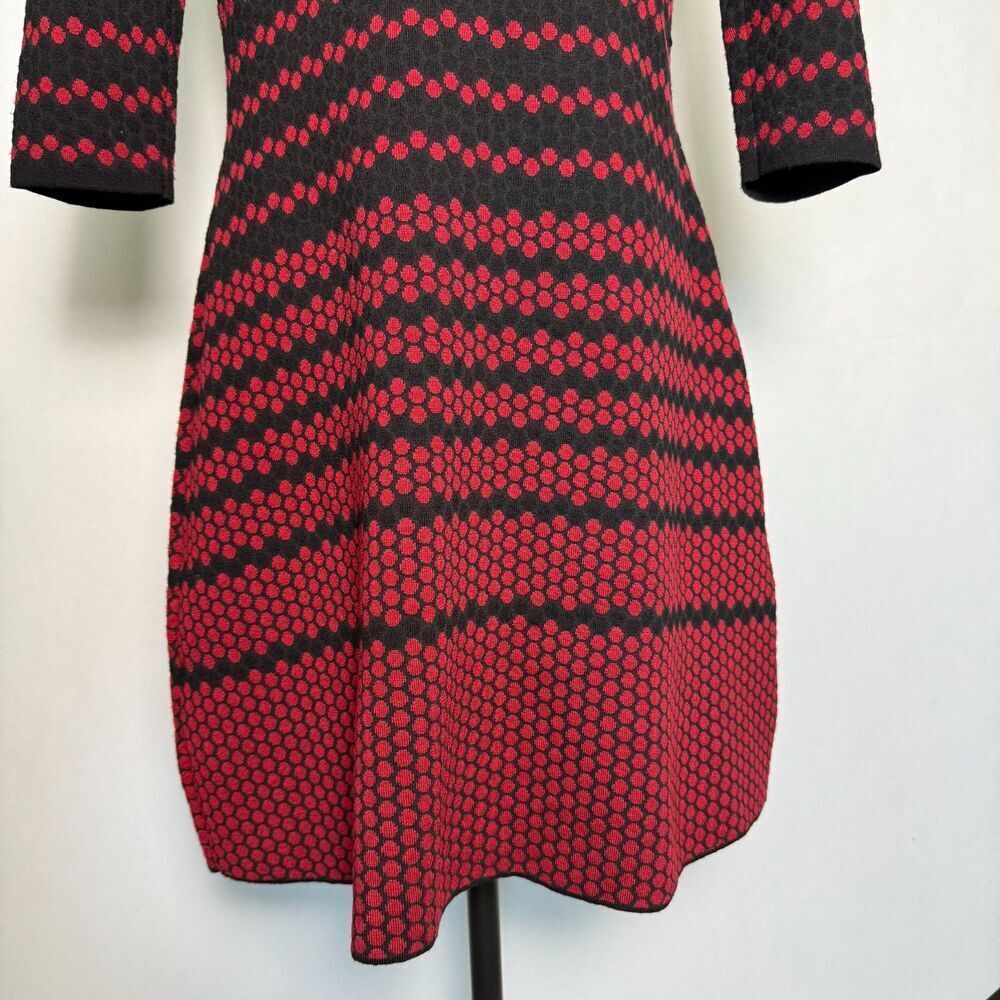 Gabby Skye Polka Dot Patterned Sweater Dress, Size L, Red and Black - Picture 8 of 12